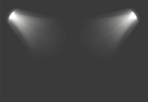 Faros sobre un fondo oscuro Iluminación brillante con faros Ilustración blanca de faros