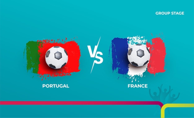 Fase de grupos portugal y francia. ilustración de vector de partidos de fútbol 2020