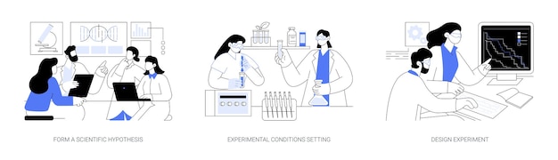 Fase teórica de la investigación médica concepto abstracto ilustraciones vectoriales