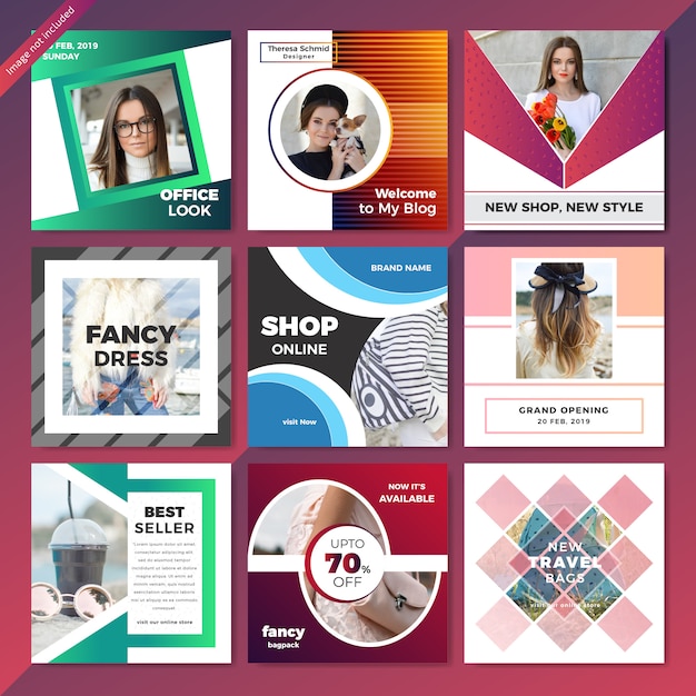 Vector fashion web social media post template