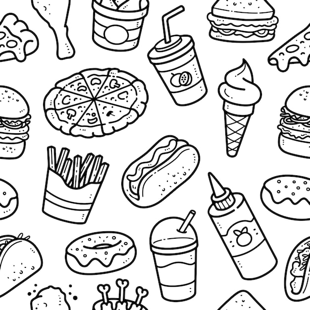 Fast Food Variety A HandDrawn Collection of Delicious Eats