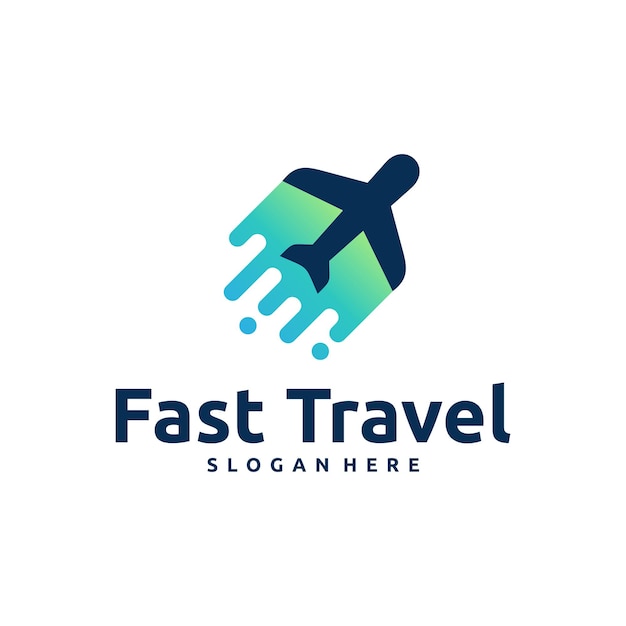 Fast Travel logo diseños concepto vector Pixel Airplane logo plantilla