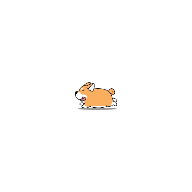 Fat shiba inu dog corriendo icono de dibujos animados