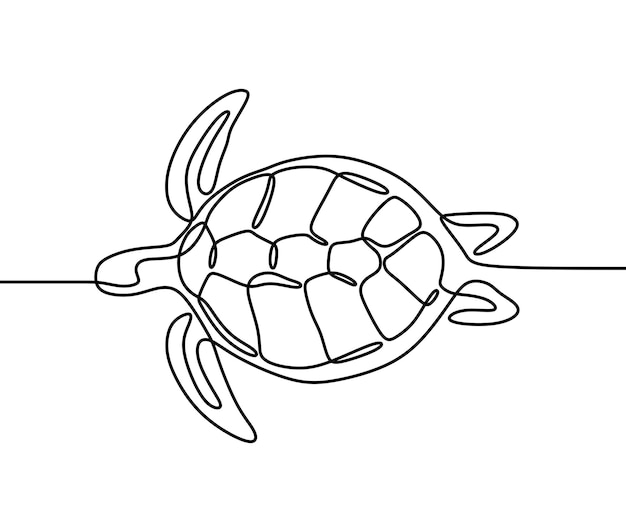 Fauna de tortugas marinas estética de una línea continua arte de una sola línea
