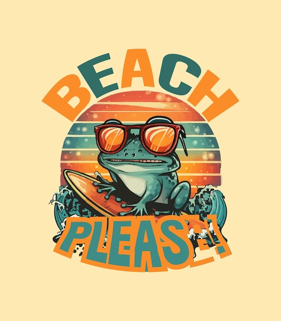 Vector por favor, diseño de camiseta de playa vector premium