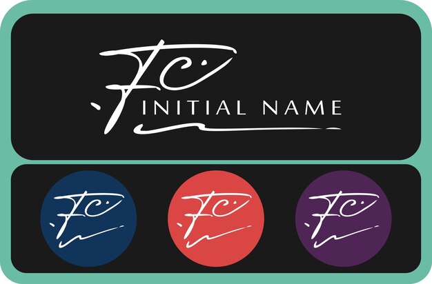 Fc F c escritura a mano inicial Fc escritura a mano inicial plantilla de logotipo de firma vector de letras a mano