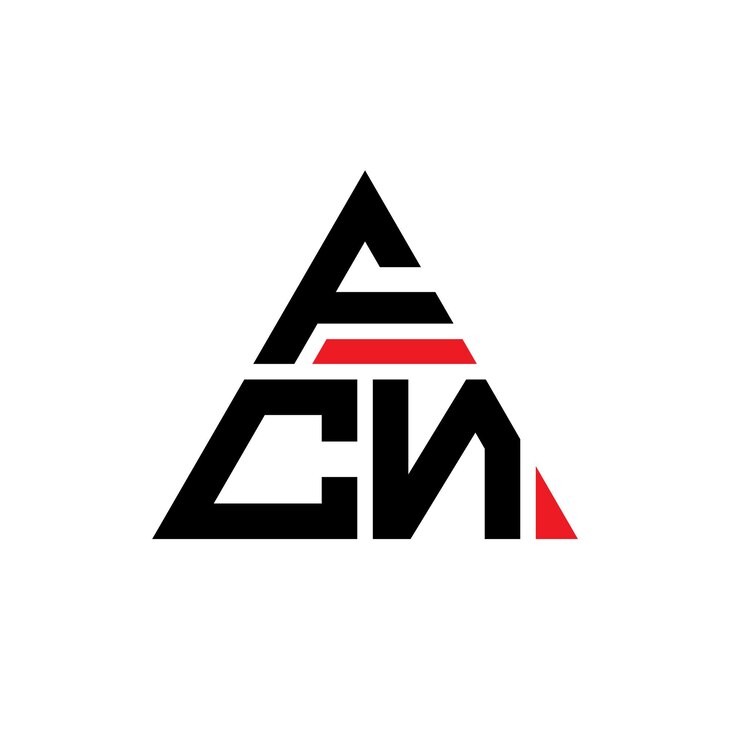 Vector fcn diseño de logotipo de letra triangular con forma de triángulo fcn diseño del logotipo triangular monograma fcn triángulo vectorial plantilla del logotipo con color rojo fcn logo triangular sencillo elegante y lujoso logotipo