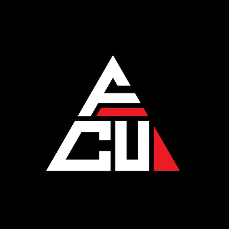 Vector fcu diseño de logotipo de letra triangular con forma de triángulo fcu diseño del logotipo triangular monograma fcu triángulo vectorial plantilla del logotipo con color rojo fcu logo triangular sencillo elegante y lujoso logotipo