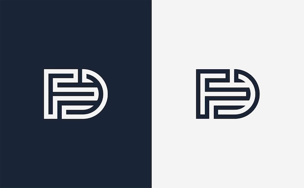 FD elegante diseño de logotipo vectorial creativo y moderno en color azul y blanco