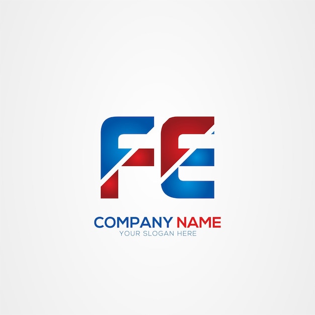 FE o EF Creative Modern Letters Diseño del logotipo Elemento rojo y azul