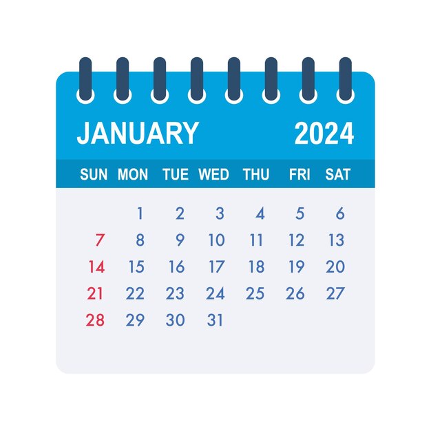 Febrero 2024 calendario hoja calendario 2024 en estilo plano vector