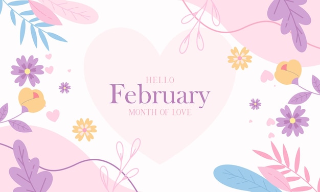 Febrero Mes del Amor con Fondo de Flores