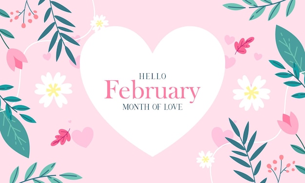 Febrero Mes del Amor con Fondo de Flores