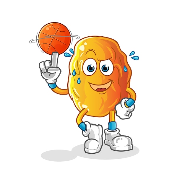 Fecha amarilla jugando baloncesto mascota cartoon