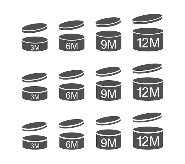Vector fecha de caducidad negra después de que se establezcan los iconos abiertos