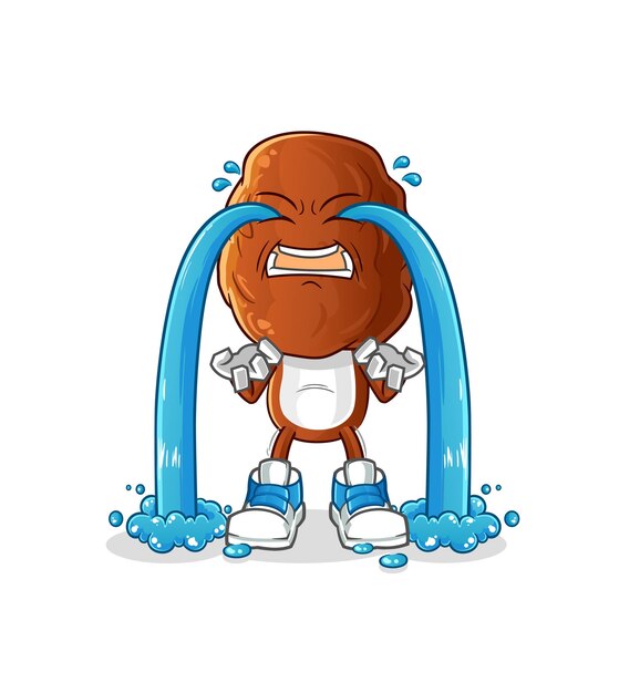 Fecha fruta cabeza dibujos animados llorando ilustración vector de caracteres