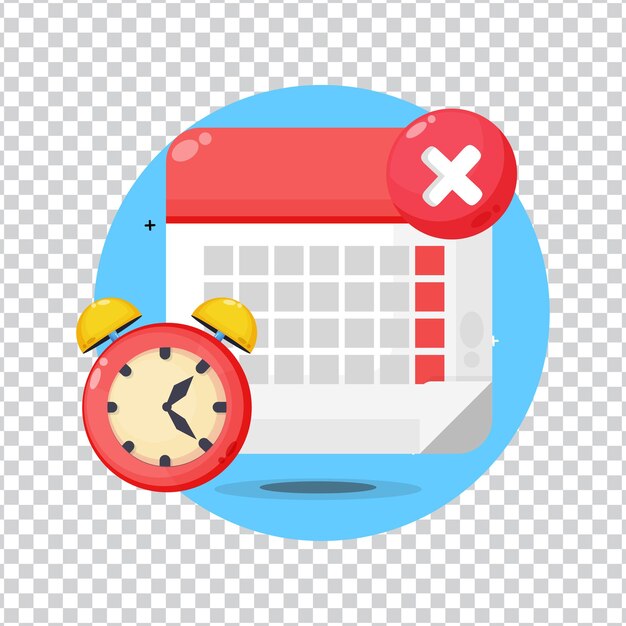 Fecha límite del calendario con el icono de reloj sobre fondo blanco