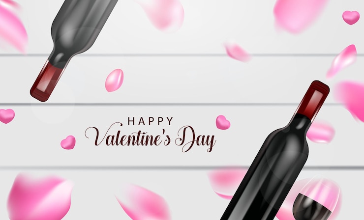 Vector fecha de san valentín con diseño de vectores de vino