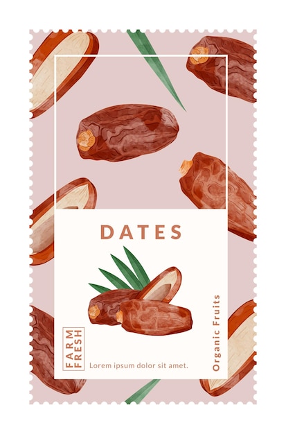 Fechas plantillas de diseño de envases ilustración vectorial de estilo acuarela