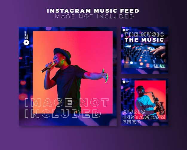 Vector feed de promoción de música de instagram