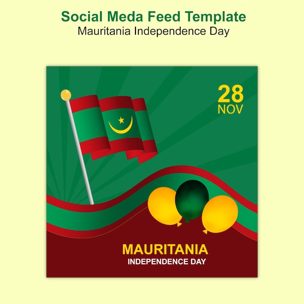 Feed de redes sociales para el día de la independencia de mauritania