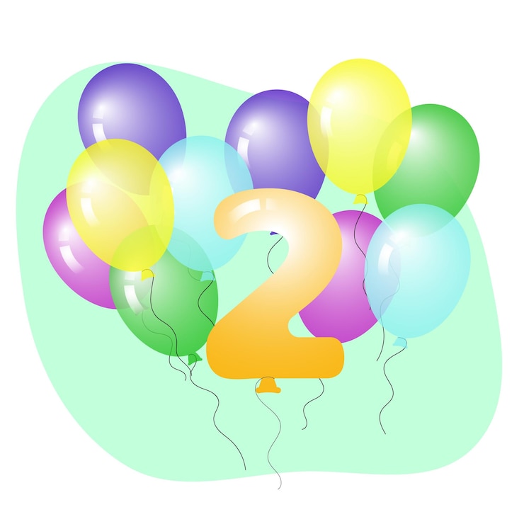Vector felices 2 globos de colores en ilustración vectorial