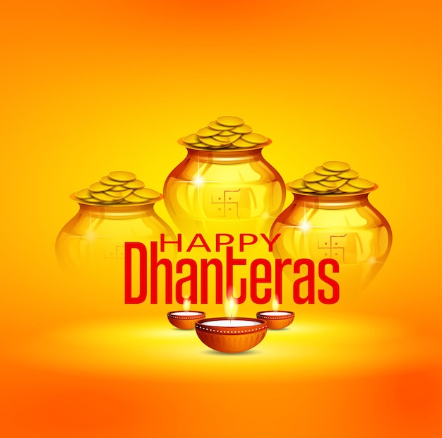 Felices dhanteras. huella de maa lakshmi, diseño de banner creativo del festival indio