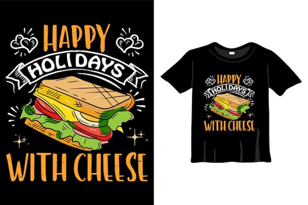 Felices fiestas con diseño de camiseta de vector de tipografía cheese para las vacaciones de navidad