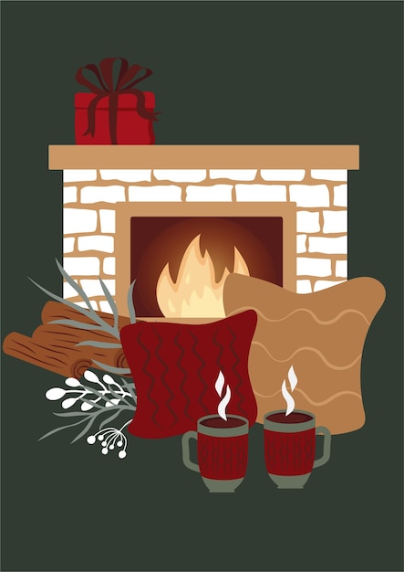 Vector felices fiestas de invierno colección de vectores acogedores en colores rojo y verde carteles de invierno composiciones listas para usar estilo hygge lindo