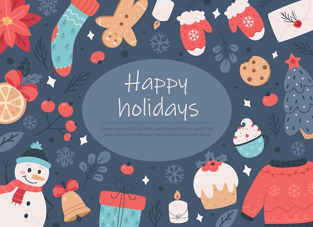Felices fiestas tarjeta de felicitación Feliz Navidad Feliz Año Nuevo