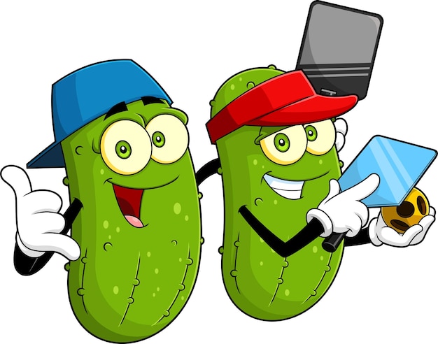 Felices jugadores de pickleball amigos personajes de dibujos animados