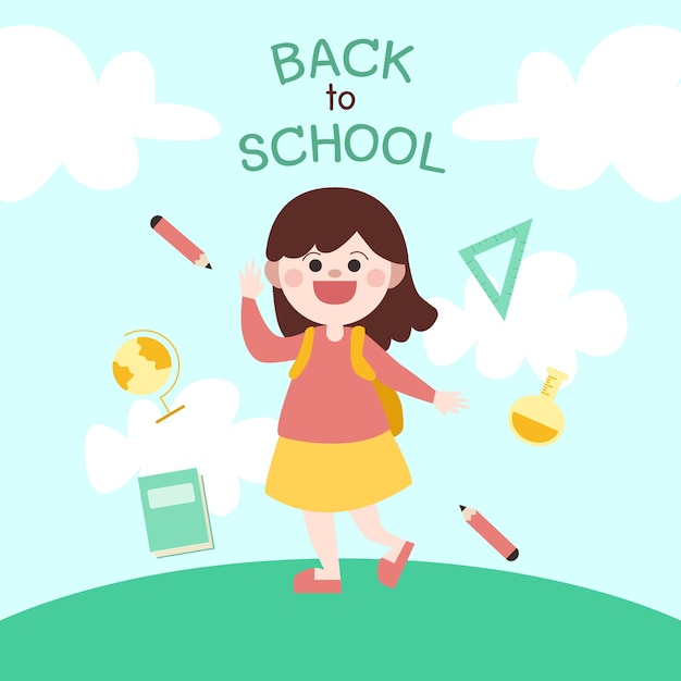 Felices los niños a la escuela vector. Vector aislado