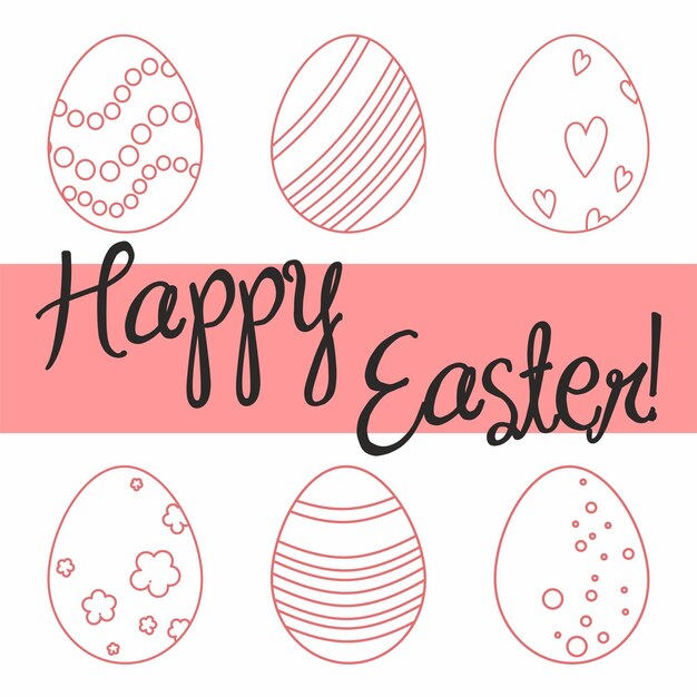 Felices Pascuas Un conjunto de huevos vectoriales dibujados a mano para las vacaciones de Pascua