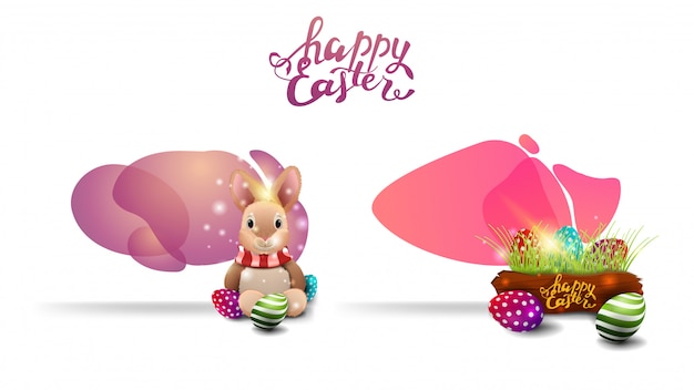 Vector felices pascuas, dos plantillas de colores fluidos.