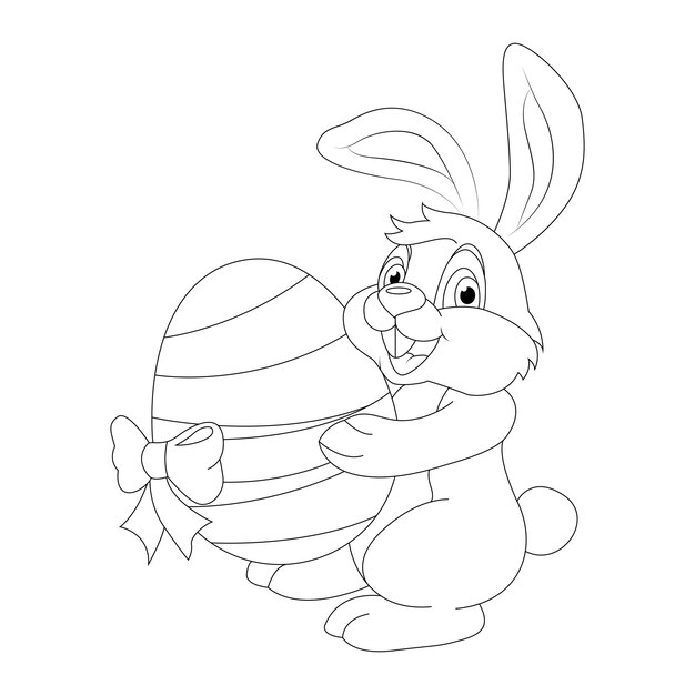 Felices Pascuas con orejas de conejo y lindo conejo para colorear, pintar e imprimir
