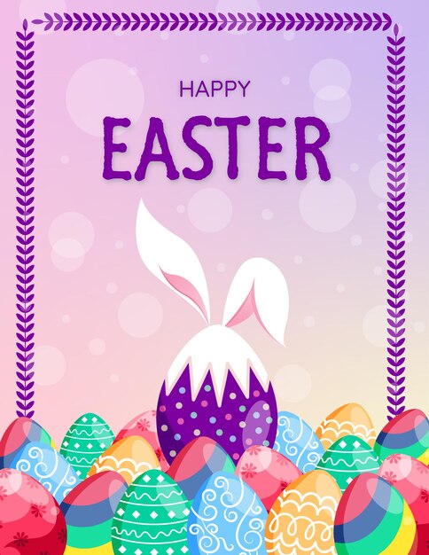 Felices saludos de Pascua con huevos coloridos