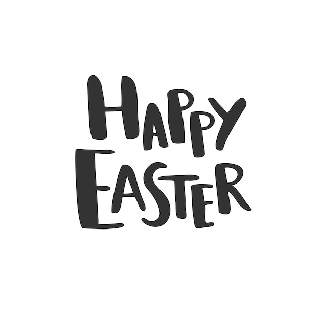 Felices saludos de Pascua Letras vectoriales dibujadas a mano divertidas aisladas en blanco