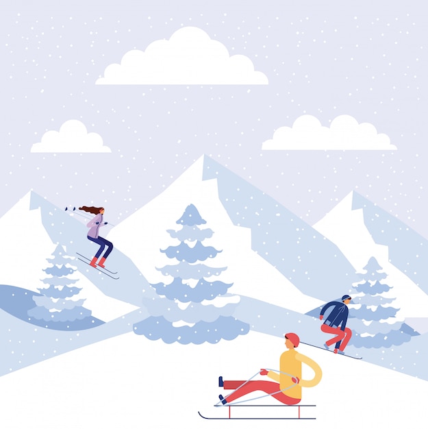 Felices vacaciones de invierno para personas