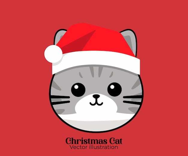 Felices vacaciones con nuestro lindo gato vectorial de dibujos animados navideños