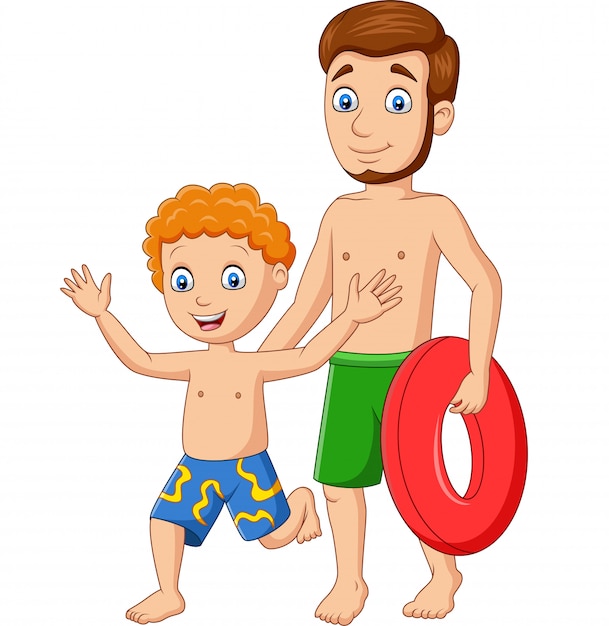 Felices vacaciones de verano padre e hijo