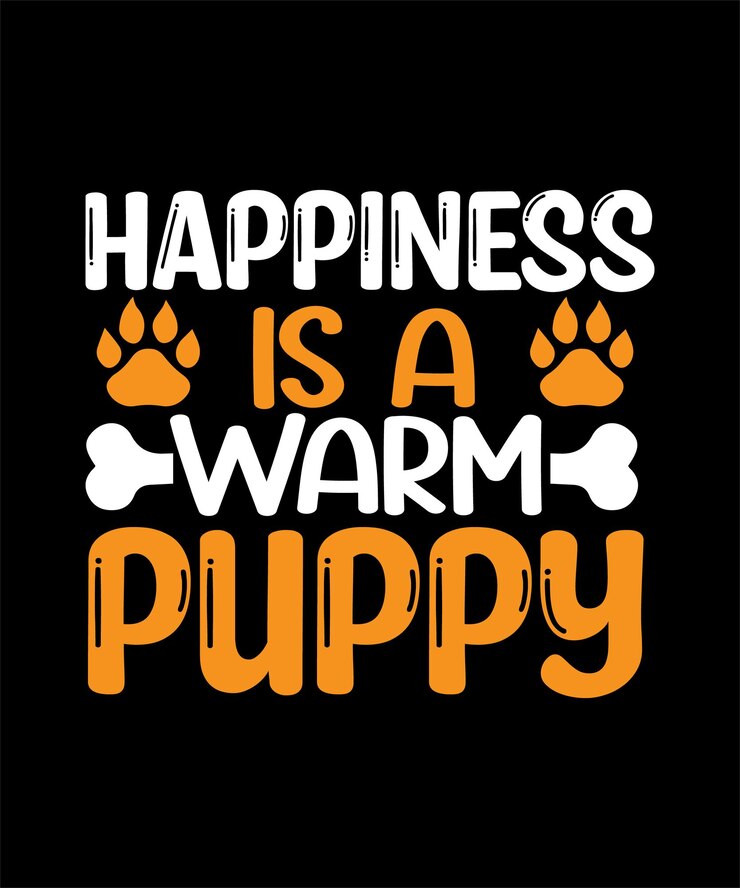 La felicidad es un cálido diseño de tipografía de cachorro.