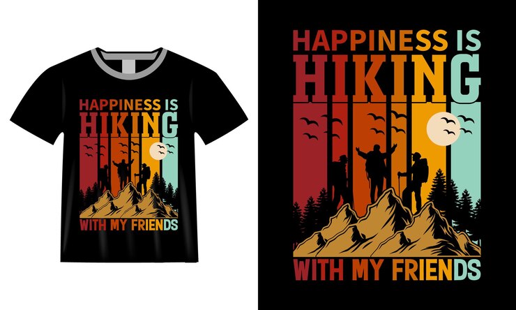 La felicidad es caminar con mis amigos Diseño de camisetas de senderismo