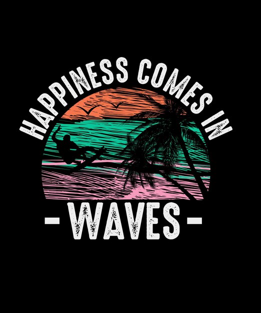 La felicidad es un día en la playa Diseño de camiseta de playa de verano