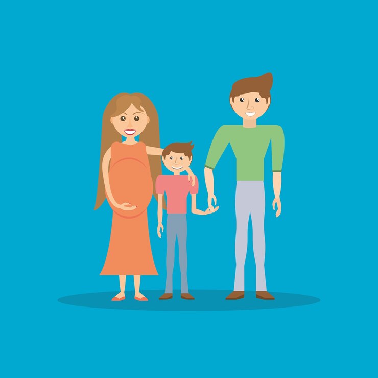 Vector felicidad familia embarazo e hijo