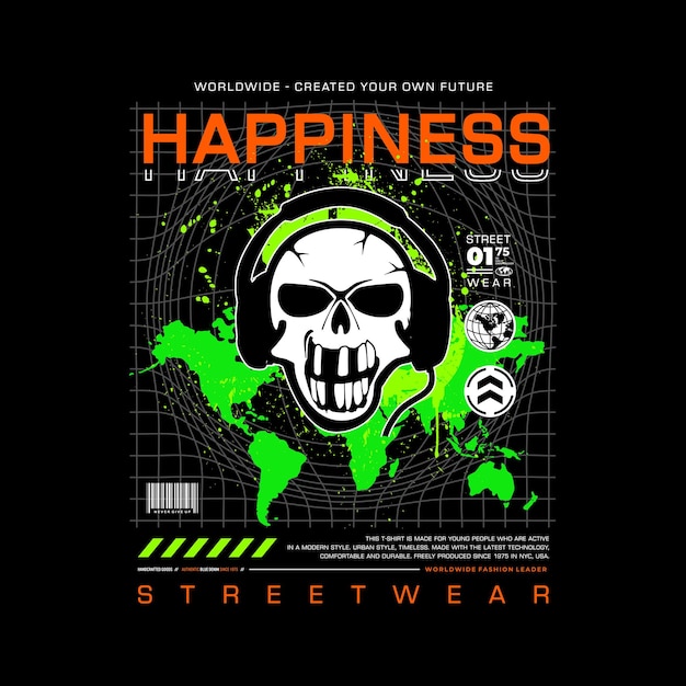 felicidad street wear print.premium vector