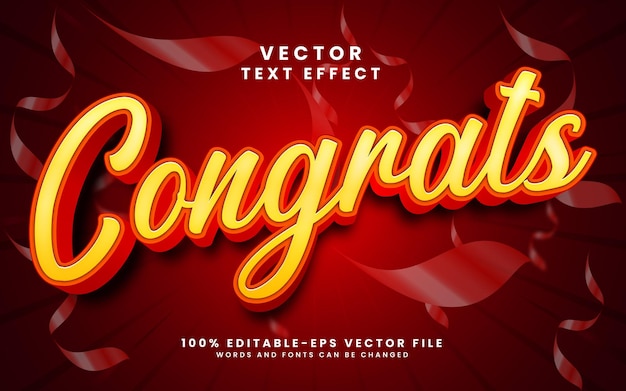 Felicidades Efecto de texto 3D Ilustrador totalmente editable para el vector