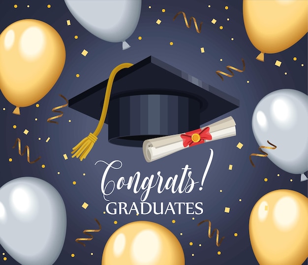Felicidades graduados postal de letras