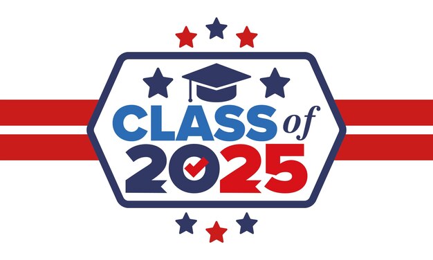 Felicitaciones a la clase de graduación de 2025 Estudiantes universitarios de la universidad de último año Ilustración vectorial