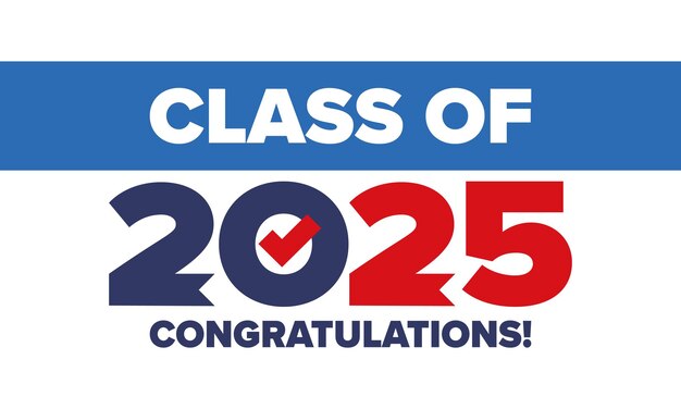 Felicitaciones a la clase de graduación de 2025 Estudiantes universitarios de la universidad de último año Ilustración vectorial