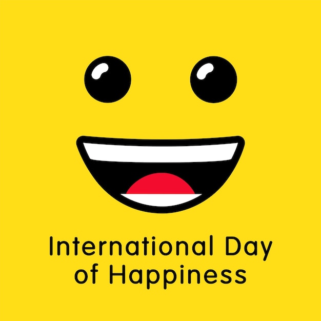 Felicitaciones creativas del Día Internacional de la Felicidad. Concepto de tarjeta de felicitación del Día Mundial de la Felicidad